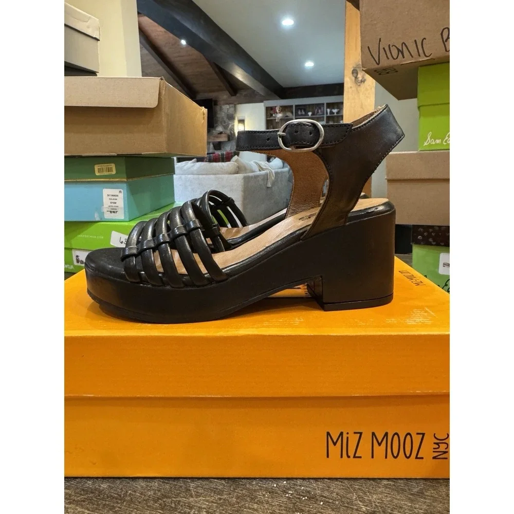 Miz Mooz Leather Heeled Sandals Graciela Black Size 36 US‎ 5.5-6